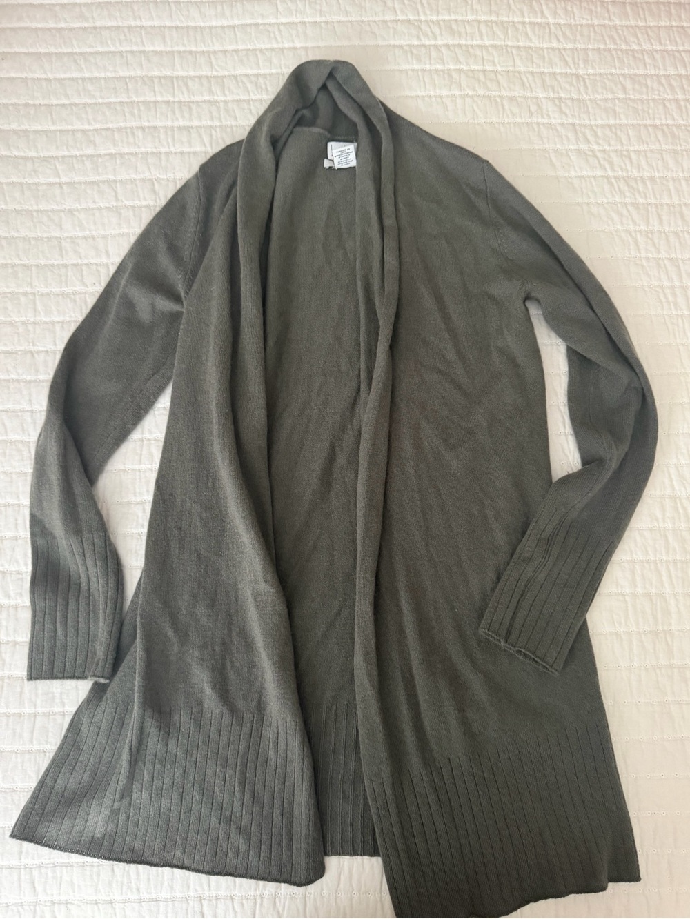 Olive green nicole miller 100% cashmere Long Cardigan Sweater - Women